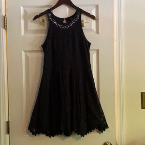 Jessica Simpson Black Lace Dress with Pattern Trim